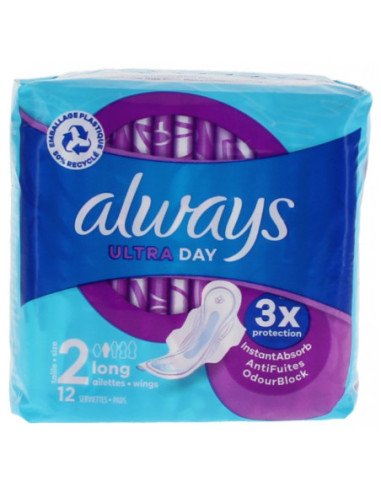 Always Ultra Day Serviettes Hygiéniques Taille 2 - 12 unités