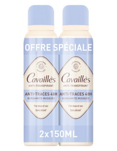 Rogé Cavaillès Absorb+ 48H Déodorant Anti-Traces Spray - Lot de 2 x 150 ml