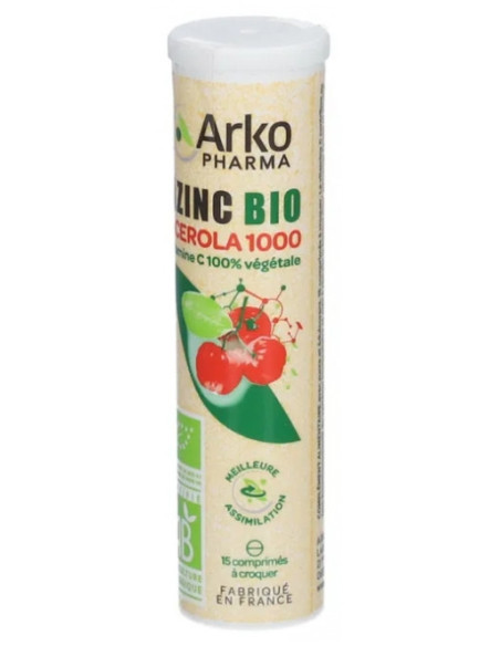 Arkopharma Azinc Acérola 1000 Bio - 15 Comprimés à Croquer