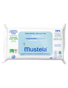 Mustela Lingettes Nettoyantes Compostables Sans Parfum - 60 Lingettes