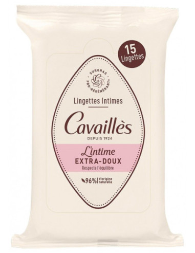 Cavaillès Lingettes Intimes Extra-Doux 15 lingettes