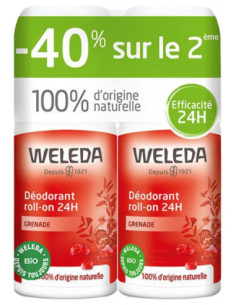 Weleda Déodorant à la Grenade Roll-on 24H - Lot de 2 x 50 ml