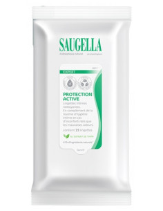 Saugella Expert Antiseptique Lingettes Intimes Nettoyantes - 15 Lingettes