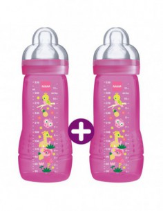 Biberon 2ème âge Rose - 2x330 ml