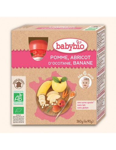 Gourde Pomme Abricot d'Occitanie Banane - 4x90g