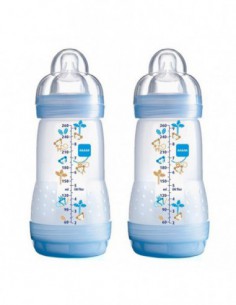 Biberon Anti-Colique Tétine Débit 2 Bleu - 2x260ml