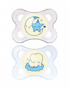 Sucette Silicone 0-6 mois Nuit - 2 unités