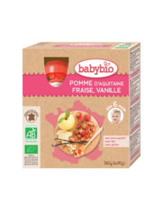 Gourde Fruits - Pomme d'Aquitaine Fraise Vanille, 4x90g