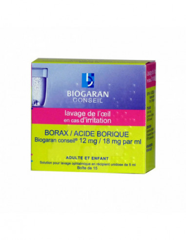 BORAX/ACIDE BORIQUE BIOGARAN CONSEIL 12mg/18mg...