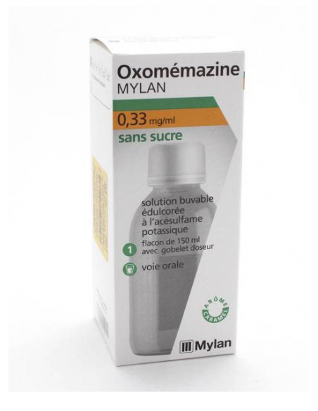 OXOMEMAZINE MYLAN 0,33 mg/ml SANS SUCRE, solution buvable édulcorée à l'acésulfame potassique - 150ml