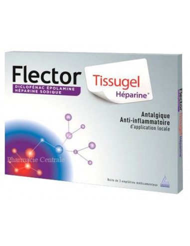 FLECTOR TISSUGEL HEPARINE 1 g/40 000 UI pour 100 g - 3 emplâtres