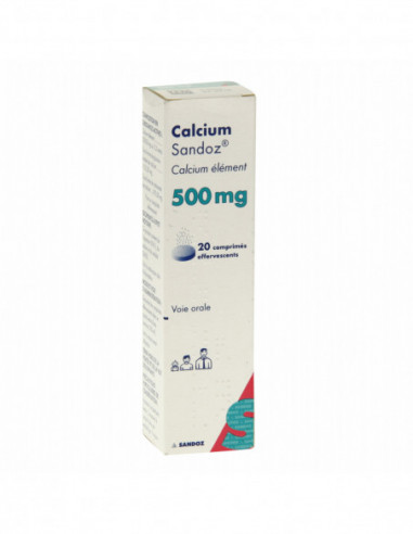 CALCIUM SANDOZ 500 mg - 20 comprimés effervescents
