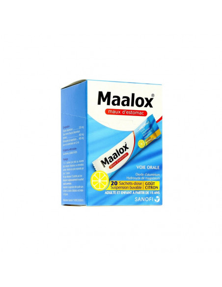MAALOX MAUX D’ESTOMAC HYDROXYDE D’ALUMINIUM/ HYDROXYDE DE MAGNESIUM 460 mg/ 400 mg, suspension buvable en sachet-dose - 20 sache