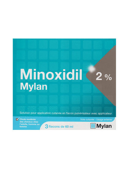 MINOXIDIL MYLAN 2 POUR CENT, solution pour application cutanée - 3 x 60 ml