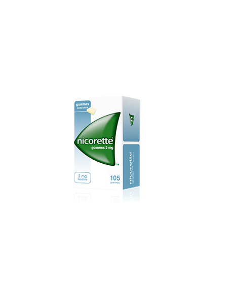 NICORETTE 2 mg SANS SUCRE, gomme à mâcher médicamenteuse édulcorée au sorbitol- 105 gommes