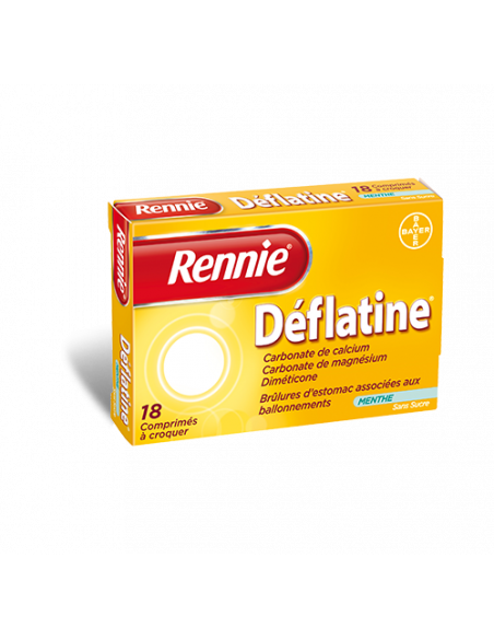 RENNIE DEFLATINE SANS SUCRE - 18 comprimés à croquer édulcoré au sorbitol