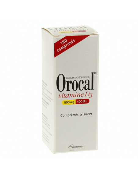 OROCAL VITAMINE D3 500 mg/400 U.I. - 180 comprimés à sucer
