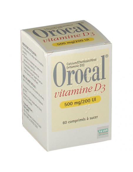 OROCAL VITAMINE D3 500 mg/200 UI - 60 comprimés à sucer