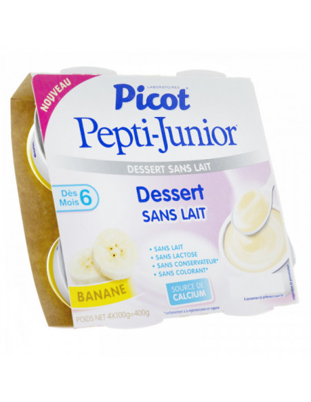 PICOT Pepti-Junior Dessert Sans Lait Banane - 4X100g 