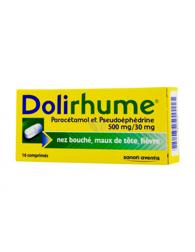 DOLIRHUME PARACETAMOL ET PSEUDOEPHEDRINE 500 mg/30 mg, comprimé