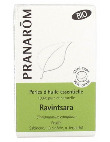 Pranarôm Perles d'Huile Essentielle Ravintsara (Cinnamomum camphora) Bio - 60 Perles