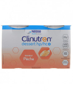 Clinutren Dessert HP/HC+ saveur pêche - 4x200g