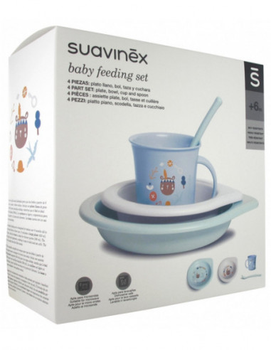 Suavinex Coffret Repas Bleu +6 Mois - 4 pièces 