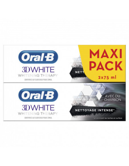 Oral-B 3D White Dentifrice Nettoyage Intense au charbon - lot de 2x75ml 
