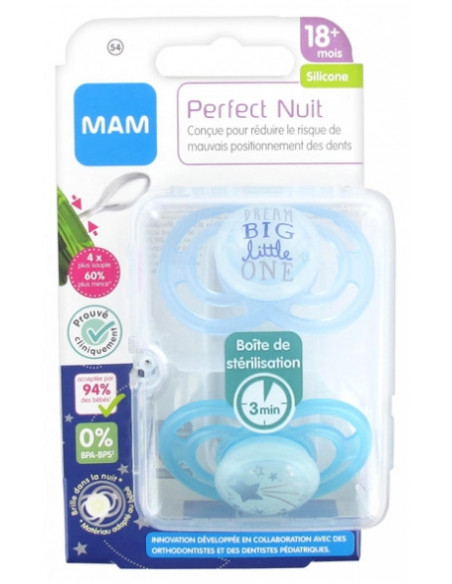 MAM Sucettes Perfect Nuit Silicone 18 Mois et + - 2 unité 