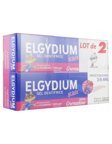 Elgydium Kids Gel Dentifrice Protection Caries 3/6 Ans - Lot de 2 x 50 ml