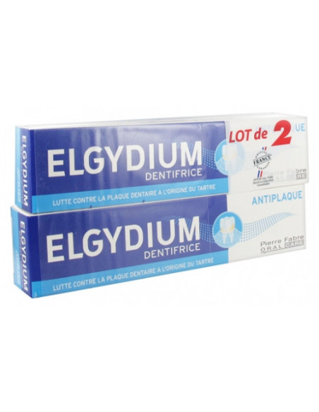 Elgydium Dentifrice Anti Plaque - Lot de 2 x 75 ml