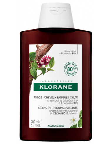 Klorane Force - Cheveux Fatigués & Chute Shampoing à la Quinine et Edelweiss Bio - 200ml