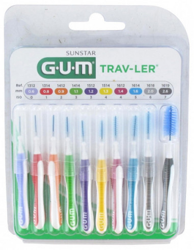 Gum Trav-Ler brossettes interdentaires de voyage - 10 unités 