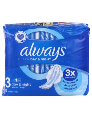 Always Ultra Day & Night  Taille 3 - 10 Serviettes