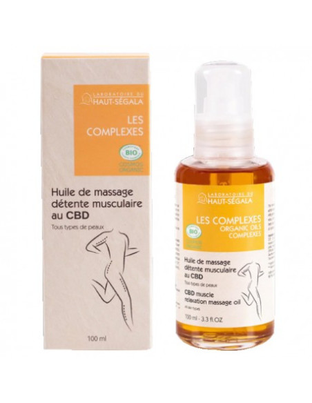 Laboratoire du Haut Ségala Huile de massage détente musculaire au CBD certifiée BIO - 100 ml