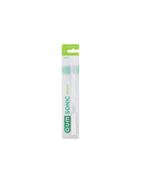 GUM Sonic Daily Têtes de Brosse Souple 4110 - Couleur : Blanc - 2 unités 