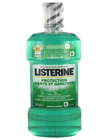 Listerine Bain de Bouche Protection Dents et Gencives Menthe Fraîche - 500 ml