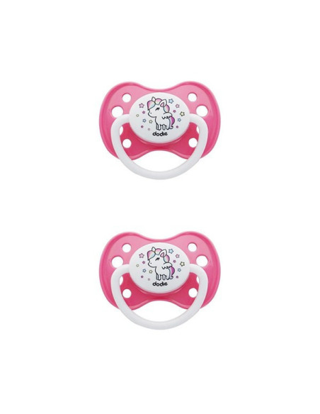 Dodie Sucette Anatomique Silicone Avec Anneau Collection Girly 6 Mois Et Plus - lot de 2