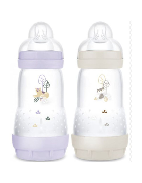 Mam Easy Start Biberon Anti-Colique Lilas + Sable - Lot de 2 Biberons