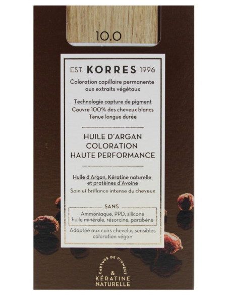 Korres Coloration Permanente Huile d'Argan - Coloration : 10.0 Blond Platine