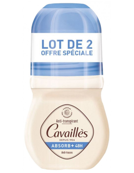 Rogé Cavaillès Absorb+ 48H Déodorant Anti-Traces Roll-On - Lot de 2 x 50 ml