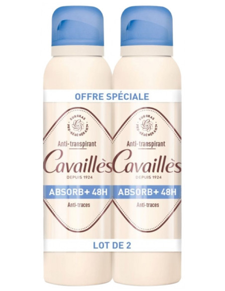 Rogé Cavaillès Absorb+ 48H Déodorant Anti-Traces Spray - Lot de 2 x 150 ml