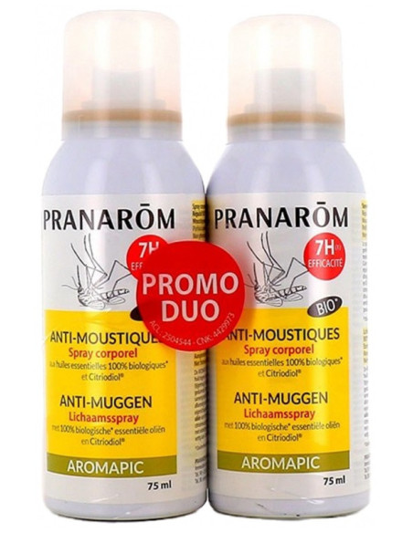 Pranarôm Aromapic Spray Corporel Anti-Moustiques Bio - Lot de 2 x 75 ml