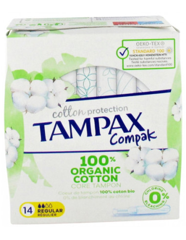 Tampax Compak Cotton Régulier 100% Coton Bio -...
