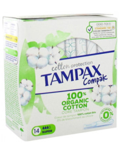 Tampax Compak Cotton Protection Super 100% Coton Bio - 14...
