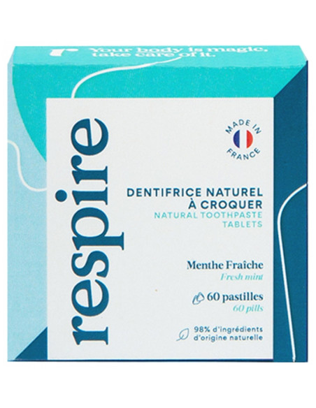 Respire Dentifrice à Croquer Menthe Fraîche - 60 Pastilles