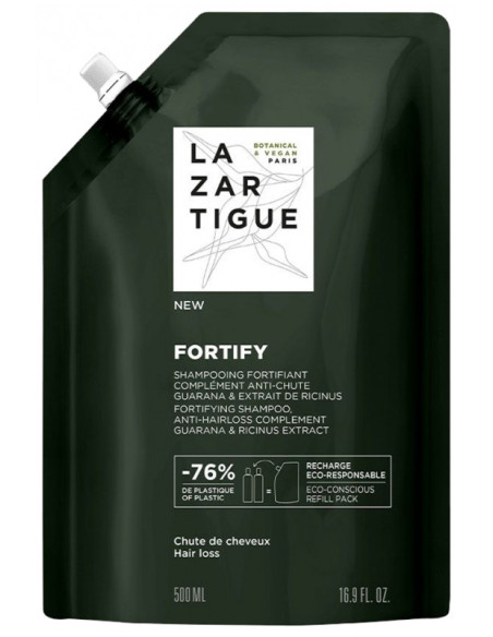 Lazartigue Fortify Shampoing Fortifiant Complément Anti-Chute Éco-Recharge - 500 ml