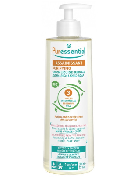 Puressentiel Assainissant Savon Liquide Surgras aux 3 Huiles Essentielles 500 ml