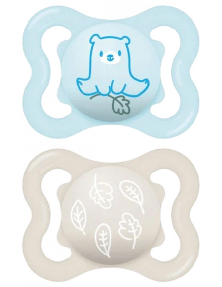 MAM 2 Sucettes Supreme 2-6 Mois - Modèle : Ours et Feuilles