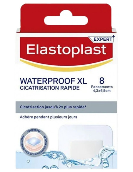 Elastoplast Pansement Waterproof XL Cicatrisation Rapide - 8 Pansements